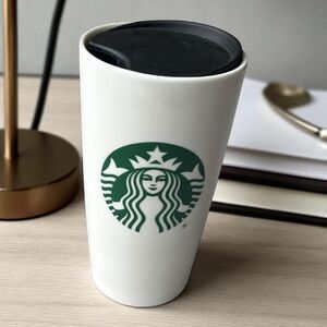 NWOT Starbucks White Ceramic Traveler Tumbler 12oz with Lid